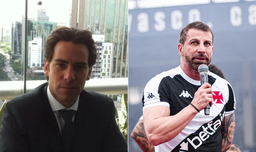 Marcos Lamacchia (esquerda) e o presidente do Vasco, Pedrinho (direita)